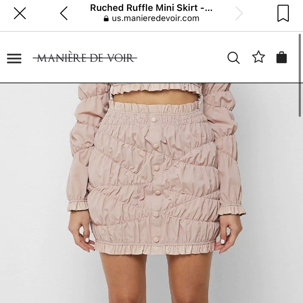 Ruched Ruffle Mini Skirt - Dusty Pink